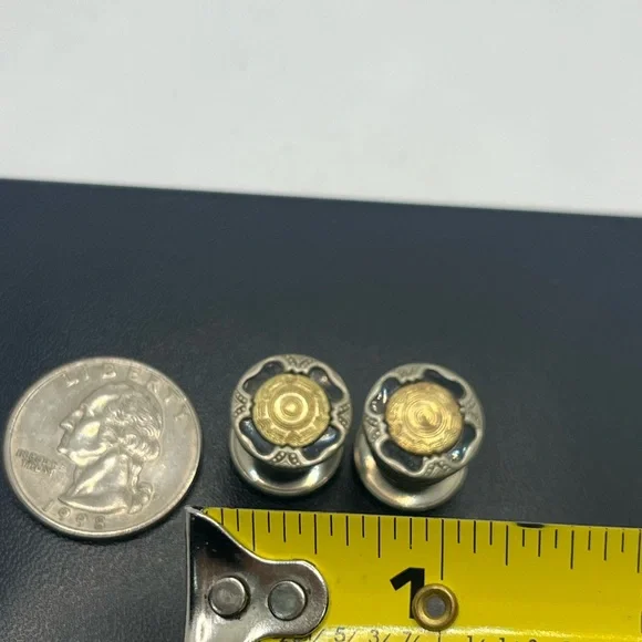 Kum-A-Part pat pending men’s cuff button snap cufflinks gold & silver tone